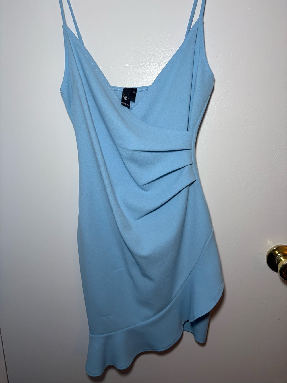 Windsor Sky Blue Draped Mini Slip Dress